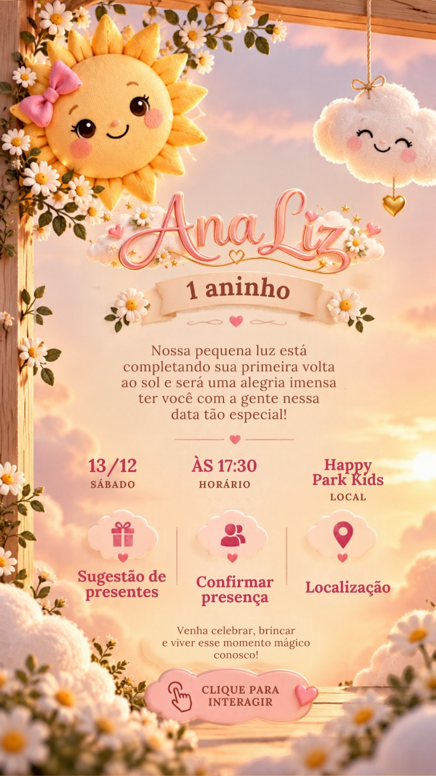 Informações da festa de Ana Liz